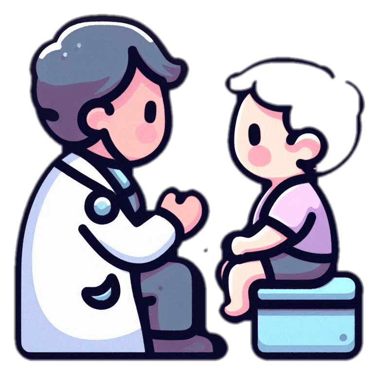 Illustration representing a clinician supporting a child